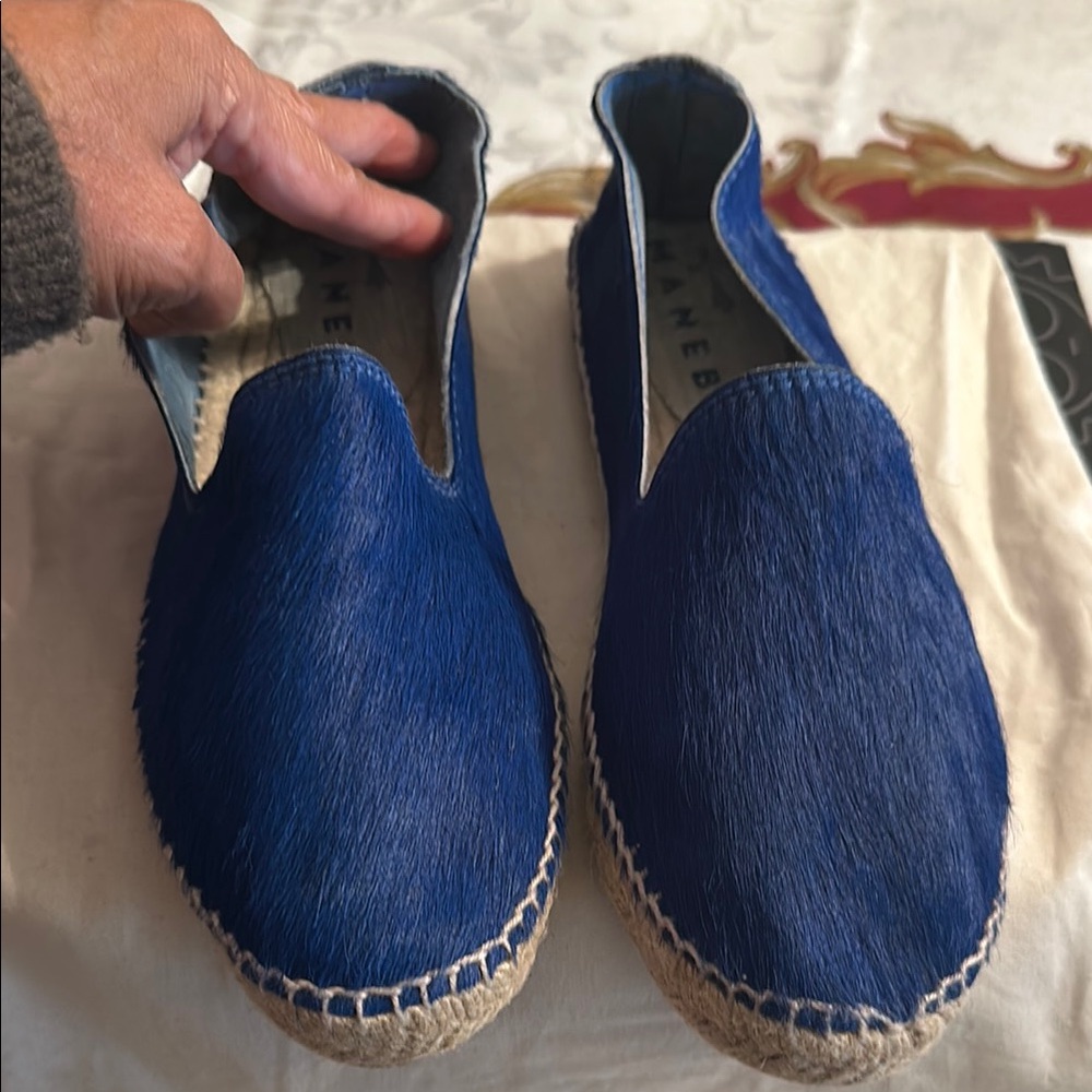 Blue Slip-On Espadrille Flats with Jute Sole